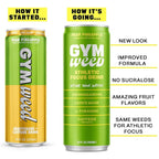 GYM WEED Athletic Focus Drink with KSM-66 Ashwagandha, Lion's Mane Mushroom, L-Theanine, 200mg Green Tea Caffeine with Natural Sweeteners Pear Pineapple Flavor, 12 Pack