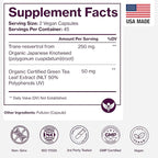 Organic Resveratrol Supplement – Trans-Resveratrol Capsules with Green Tea – Highly Purified & Bioavailable - 90 Vegan Caps