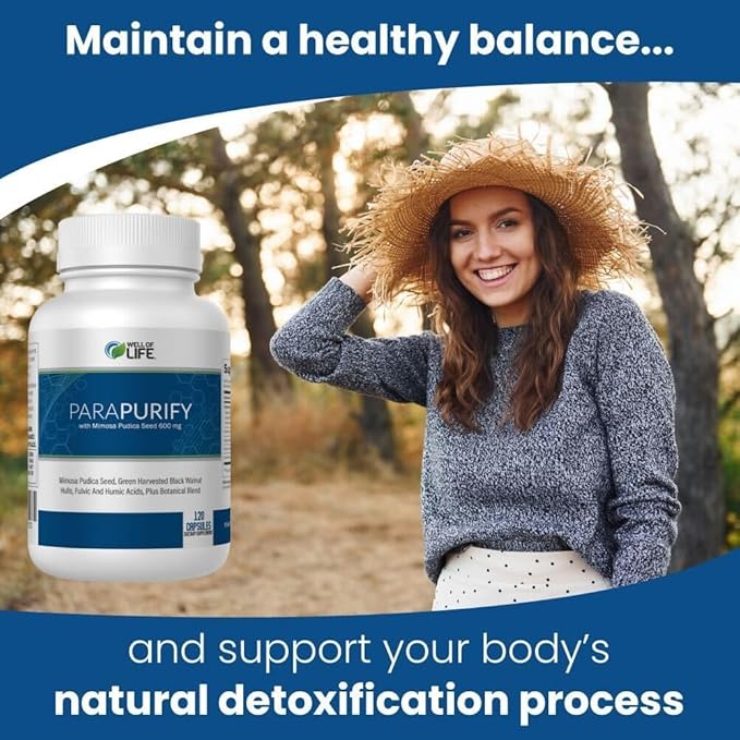 Well of Life ParaPurify 120 Mimosa Pudica Black Walnut Supplement – Digestive Health Support & Herbal Cleanse Formula | Supports Gut Health & Internal Clarity | Organic Non-GMO Vegan Capsules