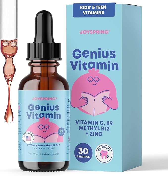 JoySpring Kids B Complex | Vitamin B Complex Liquid Drops with Elderberry, Zinc & Vitamin C | Support for Overall Wellness (1 fl oz) 30 Servings
