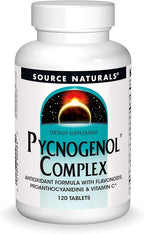 Source Naturals Pycnogenol Complex Antioxidant Formula Rich in Flavonoids, Proanthocyanidins & Vitamin C - 12 Tablets