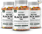 Organics Ocean Better Black Seed Oil Cold Pressed - Pure Nigella Sativa Oil for Immune Support - 5% Thymoquinone - Support Memory, Vitality, and Cellular Health - 3 Pack Bulk Supply