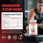 HMB and Leucine Amino Acid Gummies: HMB Supplements for Men Women with L-Glutamine for Muscle Growth Fast Workout Recovery, Sugar Free Vegan Non-GMO Strawberry Flavored 30 Day Supply