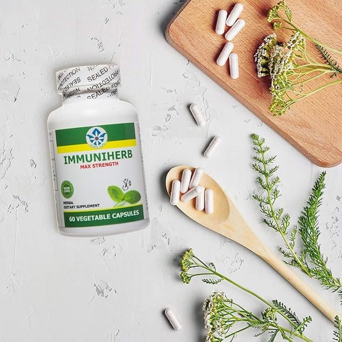 Immuniherb Immune Support Supplement – Herbal Immunity Supplement with Ginger, Forsythia, Licorice Root, Vitamin C & Zinc – Natural Immune Boosters for Daily Support, Non-GMO – 60 Veg Capsules