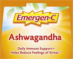 Emergen-C Vitamin C Ashwagandha Drink Mix, Dietary Supplement for Immune Support, Berry Blend - 18 Count