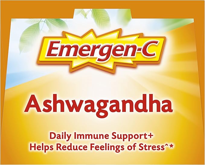 Emergen-C Vitamin C Ashwagandha Drink Mix, Dietary Supplement for Immune Support, Berry Blend - 18 Count