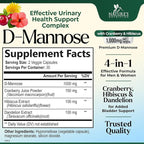 D-Mannose 1000mg Per Serving - Cranberry & Hibiscus - Effective Fast-Acting, Flush The Impurities for Bladder, Urinary Tract Health Support Supplement, for Women and Men, USA Bottled - 60 Capsules