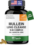 Sandhu's Mullein Capsules for Lungs with Quercetin | Mullein Leaf Extract Supplement for Immune, Lung & Respiratory Health Support | for Men & Women | 60 Count (Pack of 1)