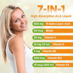 Liposomal Liquid Alpha Lipoic Acid drops, 600 MG R-Alpha Lipoic Acid Supplement with Biotin & Multivitamins, ALA for Antioxidant, Brain Health and Nerve Support, Pineapple Flavor, Sugar Free, 2 FL OZ