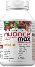 ANDREW LESSMAN Essential-1 nuonce max Multivitamin 3000 IU Vitamin D3 30 Small Capsules. 100 mcg Methyl B12. CoQ10 Lutein Lycopene Zeaxanthin. High Potency. No Additives. Ultra-Mild One Daily Capsule