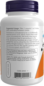 NOW Foods Supplements, L-Glutamine 500 mg, Nitrogen Transporter*, Amino Acid, 120 Veg Capsules, (Pack of 2)