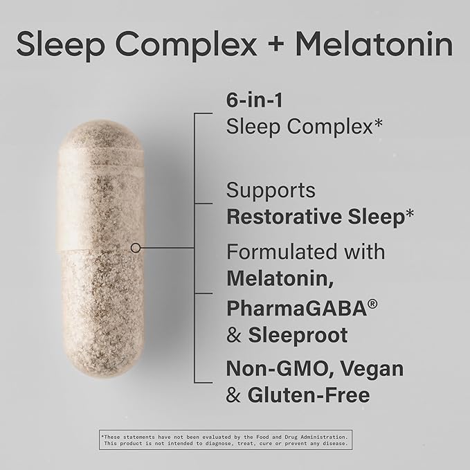 Sports Research® Sleep Complex with Melatonin 5mg, L-Theanine 200mg & Magnesium - Supports Restorative Sleep & Relaxation - Vegan Certified · Non-GMO · Gluten Free - 60 Veggie Capsules