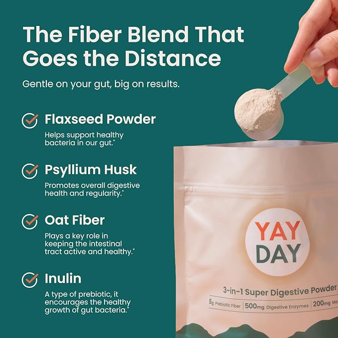 Nighttime Prebiotic Fiber Powder with Digestive Enzymes & Magnesium Glycinate for Sleep | Gut Health Supplement for Women & Men - Digestion Support, Bloating Relief - Citrus, 30 Scoops