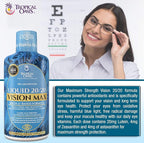 Liquid 20/20 Vision - Eye Vitamin Formula w/20mg Lutein, 4mg Zeaxanthin, 4mg Astaxanthin for Vision Support –Max Absorption- Great Taste & No Pills to Swallow– 32 Serv, 32oz