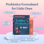 LOVEBUG Kids Probiotic Powder with Prebiotic Fiber - Toddler Immunity Support & Constipation Relief - USDA Organic Probiotics for Childrens Gut & Digestive Health (Ages 1-4) - 60 Pack (Unflavoured)