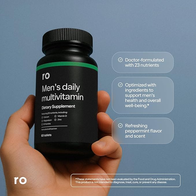 Ro Daily Multivitamin for Men | Supports Physical Activity, Brain + Heart Health, and Immune System with 23 Key Nutrients Including Calcium, Magnesium, and Zinc | 60-Day Supply (120 Tablets)