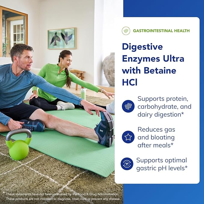 Pure Encapsulations Digestive Enzymes Ultra with Betaine HCl - Vegetarian Digestive Enzyme Supplement to Support Protein, Carb, Fiber, and Dairy Digestion* - 90 Capsules