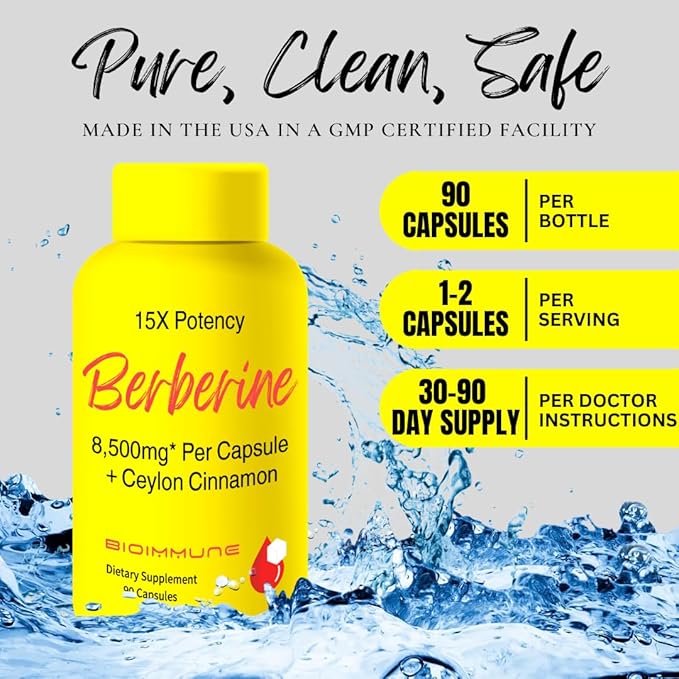 Berberine Supplement Synergistically Enhanced Potency, Ceylon Cinnamon for Enhanced Absorption & Synergistic Effects for Healthy Levels