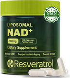 NAD+ Supplement, NAD Nicotinamide Riboside Resveratrol, Liposomal NAD - NMNH Supplement Alternative for Anti-Aging, Mental Clarity & Cellular Energy 100 Capsules