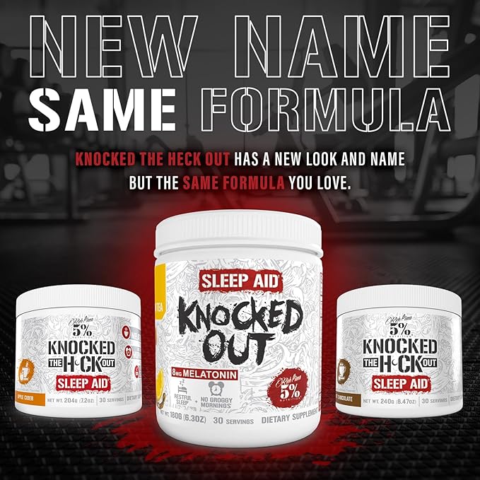 5% Nutrition Rich Piana Knocked Out Natural Sleep Aid | Post-Workout Recovery & Deep Sleep Supplement | GABA, Melatonin, Chamomile, Tyrosine, 5-HTP, & More | 7.3 oz, 30 Servings (Apple Cider)