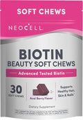 NeoCell Biotin Beauty Soft Chews | 30 Chewables | 10000mcg | Hair, Skin & Nails | Acai Berry Flavor
