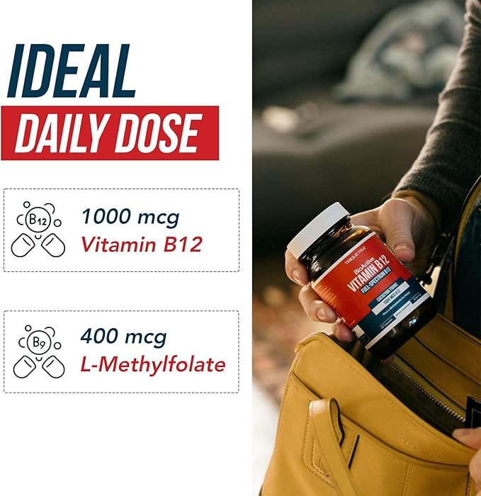 BioActive Vitamin B12 - 1000 mcg, Contains All 3 Coenzyme Forms (Methyl, Adenosyl & Hydroxy) Plus Methylfolate Cofactor | Supports Energy, Metabolism & Mood | Vegan, Non-GMO (60 Servings)