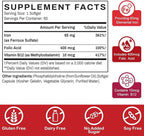 Liposomal Fe Iron Supplement for Women, 65 mg Iron Supplement with Folic Acid & Vitamin B12 for Men, Daily Blood & Energy Support for Adults Iron Deficiency 60 Softgels (1 Bottle)