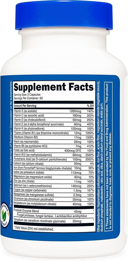 Nutricost Multivitamin with Probiotics 120 Vegetarian Capsules (3 Bottles) - Packed with Vitamins & Minerals