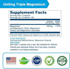 LOVITA Triple Magnesium Complex 500mg, High Absorption and Potency Formula, Glycinate, Citrate & Oxide, Support Sleep, Relaxation, Heart, Nerves & Bone Health, 180 Vegan Capsules