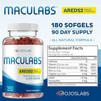 Eye Vitamins - AREDS 2 Based Formula - Eye Vitamin with Lutein & Zeaxanthin for Macular Health - Vision Supplements for Adults - 180 Softgels Support & Care for Eyes - Made in USA