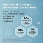 NeoCell Multi Collagen Bio-Peptides Powder | 10oz | Advanced with Hyaluronic Acid and Vitamin C | 10 Super Types of Collagen | Superior Absorption | Grassfed Protein Supplement