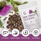 Organic Milk Thistle Tea Bags, 40 Teabags, 3g/Bag - Supports Liver Function, Liver Detox and Overall Health, Certified Free