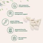 Micro Ingredients Magnesium Glycinate 350mg Per Serving, 240 Veggie Capsules | Potent Elemental Form, 100% Chelated, Highly Bioavailable | Healthy Muscle, Bones, & Mood Support Supplement | Non-GMO
