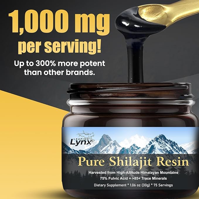 Himalayan Shilajit Resin 1,000 mg – Gold-Grade Organic Fulvic Acid & 85+ Trace Minerals | Alpine-Harvested, Sun-Dried & Lab-Purified | Energy, Vitality, Immune & Cardiovascular Support | Non-GMO