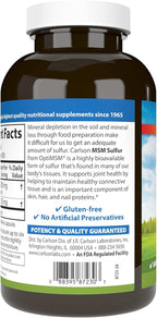 Carlson - M-S-M Sulfur, 1000 mg - Superior Bioavailability, Joint Function, Connective Tissue Support & Healthy Skin, 300 Vegetarian Capsules