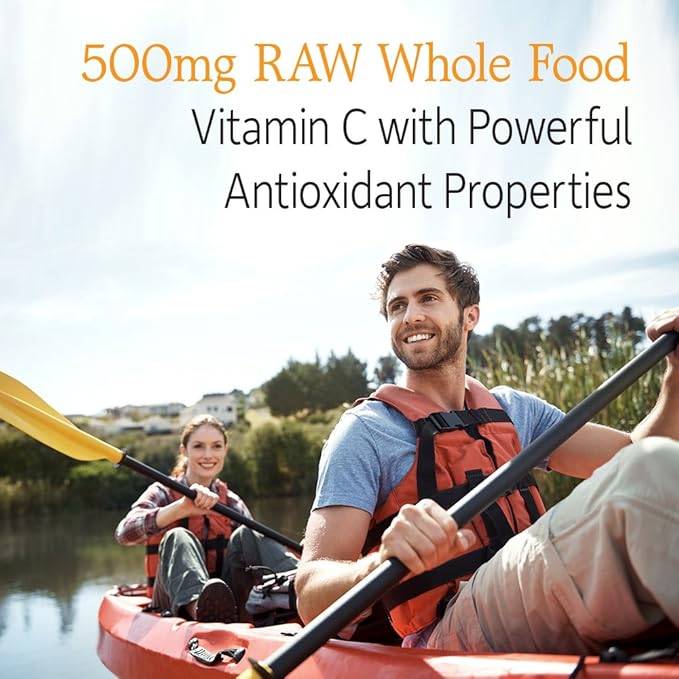 Garden of Life Vitamin Code Raw Vitamin C - 60 Capsules, 500mg Whole Food Vitamin C Capsules + Fruit & Veggie Blend & Probiotics, Supplements for Adults, Vegan, Gluten Free