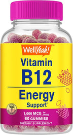 WellYeah Vitamin B12 1000mcg Gummies - for Energy, Mood, Metabolism and Immune System Support - Vegan Friendly and Gluten-Free, GMO Free and Doctor Recommended - 60 Gummies
