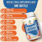 2400MG Liposomal Glutathione, with Vitamin C, Milk Thistle & Alpha-Lipoic Acid, Master Antioxidants, Pure Reduced L-Glutathione - Immune System, Cell Repair, Energy, High Absorption, 60 Softgels