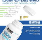 Migratone Migraine Relief Nutritional Support Supplement - with Magnesium, Riboflavin Vitamin B2, B6 & B12, Microactive Coq10, Feverfew, PA-Free Butterbur, and Folate - Clinically Preferred Blend