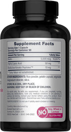 NeoCell Biotin Complex Hair, Skin & Nails | 90 Capsules | with BioActive Keratin Peptides and Alpha Lipoic Acid | Radiance-Infused Formula