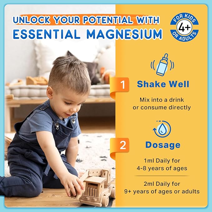 Kids Magnesium Glycinate Liquid Drops, Magnesium for Kids with Calcium, Zinc, L-Theanine, Vitamin D3 K2, C for Sleep, Relaxation, Calm, Focus, Brain,Mood, Bones & Muscles - Pineapple Flavor 2 Pack