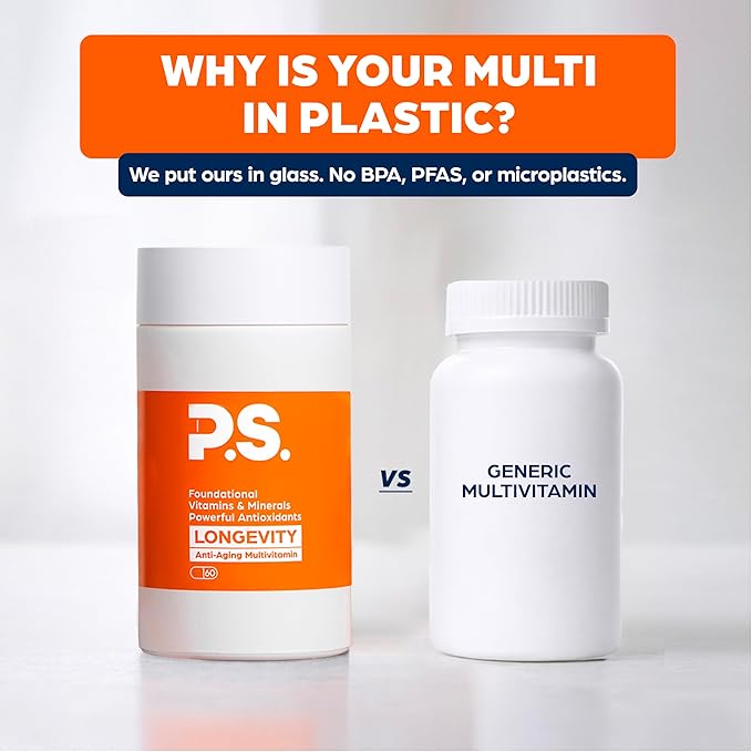PS Longevity Supplement – Anti-Aging Multivitamin for Men & Women – Premium Methylated B Vitamins, CoQ10, NR, Urolithin A & Natural Antioxidants – Cellular Health, Energy & Memory – 2 Month Supply