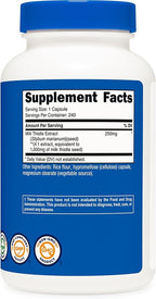 Nutricost Milk Thistle Extract 240 Capsules for 240 Servings Per Bottle - Vegan, GMO Free and Gluten Free