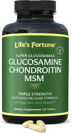 Life's Fortune Triple Strength Glucosamax - 1000mg Premium Glucosamine, Chondroitin and MSM Supplement with Vitamin C for Joint Comfort & Mobility, 120 Tab