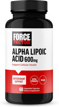 Force Factor Alpha Lipoic Acid 600mg Capsules, Antioxidants Supplement, ALA Supplement for Cardiovascular Support and Cellular Health, Vegan, No Gelatin, 60 Vegetable Capsules