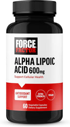 Force Factor Alpha Lipoic Acid 600mg Capsules, Antioxidants Supplement, ALA Supplement for Cardiovascular Support and Cellular Health, Vegan, No Gelatin, 60 Vegetable Capsules