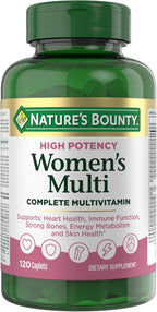 Nature’s Bounty High Potency Women’s Complete Multivitamin, Daily Vitamin with Vitamin C, Supports Heart Health & Immune Function, Essential Nutrition for Women, 120 Caplets