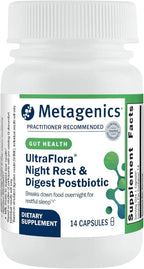 Metagenics UltraFlora Night Rest & Digest Postbiotic - Postbiotic Capsules - Digestive Enzymes & Botanical Extracts - Nighttime Formula to Support Gut-Brain Connection & Restful Sleep - 14 Capsules