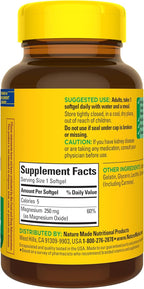 Nature Made Magnesium 250 mg, Magnesium Supplements for Men and Women, Support for Muscle, Heart, Bone and Nerve Health, 90 Softgels, 90 Day Supply