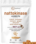 Micro Ingredients Nattokinase 240 Softgels, 200mg (4,000 FU) Per Serving | 7-in-1 Ultra Absorption Cardiovascular Supplement with CoQ10, Bromelain, Turmeric, Ginger, Olive Leaf, & White Willow Bark